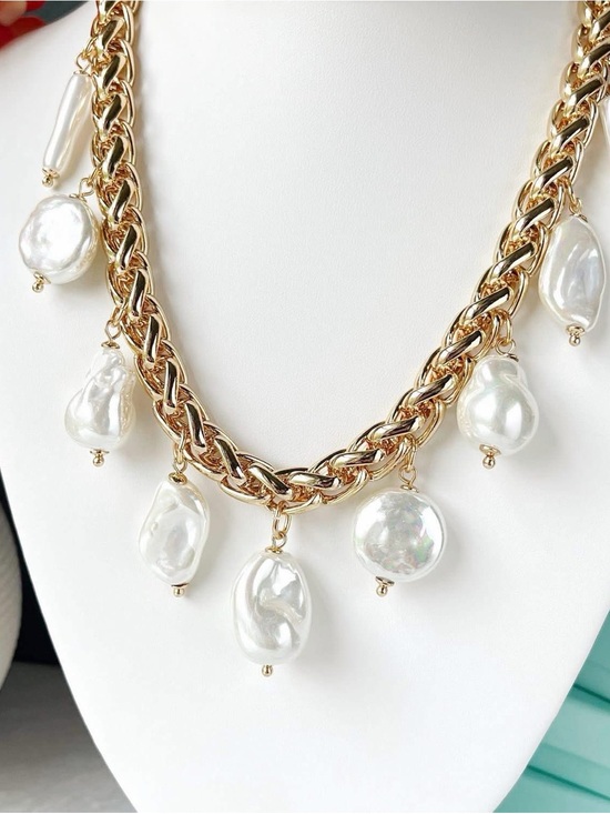 Jewelry - Park Lane Sicily necklace- gold Chain with Large White Pearl Drops